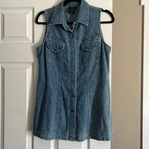 New York & Company Blue Denim Sleeveless Top